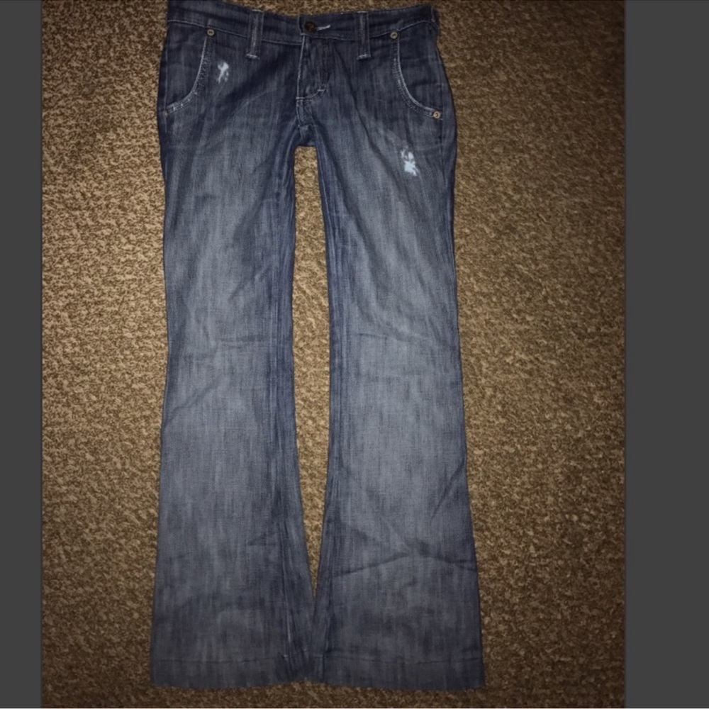FOR @Zemareaf
Frankie B. Distressed Blue Flare Jeans